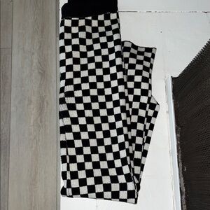 Blue Blush Black and White Checkered Flare Pants